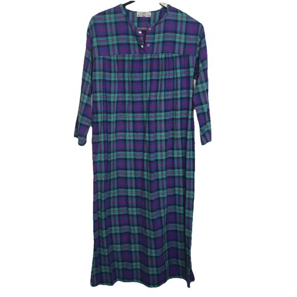 ORVIS USA Plaid Vintage Quilted 100% COTTON NIGHTGOWN + Robe LARGE Flannel - Picture 1 of 6